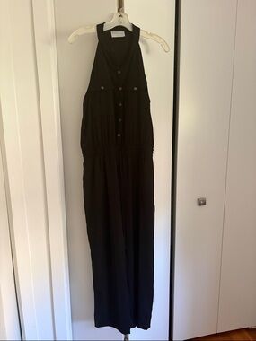 Modern Citizen Black Sleeveless Button-Front Jumpsuit